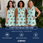 Friends in matching Women's Coral Current Custom Face V-Neck Dress — a group gift photo