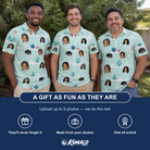 Friends in matching Men's Coral Current Custom Face Polo Shirt — a group gift photo