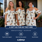 Friends in matching Women's Ananas Afterglow Custom Face Off-Shoulder Dress — a group gift photo