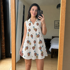 Real-life photo of someone wearing Women's Ananas Afterglow Custom Face V-Neck Dress — custom faces printed all-over
