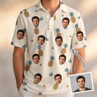 Man wearing Men's Ananas Afterglow Custom Face Polo Shirt — custom faces printed all-over