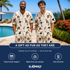 Friends in matching Men's Ananas Afterglow Custom Face Shirt & Shorts Set — a group gift photo