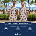 Friends in matching Men's Technicolor Tropics Custom Face Shirt & Shorts Set — a group gift photo