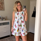 Real-life photo of someone wearing Women's Ukulele Utopia Custom Face Tank Dress — custom faces printed all-over