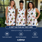 Friends in matching Women's Ukulele Utopia Custom Face V-Neck Dress — a group gift photo