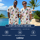 Friends in matching Men's Ukulele Utopia Custom Face Shirt & Shorts Set — a group gift photo