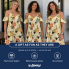 Friends in matching Women's Atomic Atoll Custom Face Off-Shoulder Dress — a group gift photo