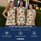 Friends in matching Women's Atomic Atoll Custom Face V-Neck Dress — a group gift photo