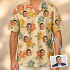 Man wearing Men's Atomic Atoll Custom Face Hawaiian Shirt — custom faces printed all-over