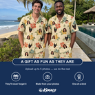 Friends in matching Men's Atomic Atoll Custom Face Shirt & Shorts Set — a group gift photo