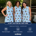 Friends in matching Women's Chrome Fronds Custom Face V-Neck Dress — a group gift photo