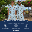 Friends in matching Men's Chrome Fronds Custom Face Shirt & Shorts Set — a group gift photo