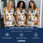 Friends in matching Women's Sundown Swizzles Custom Face Off-Shoulder Dress — a group gift photo