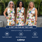 Friends in matching Women's Sundown Swizzles Custom Face V-Neck Dress — a group gift photo