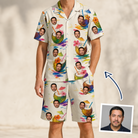 Man wearing Men's Sundown Swizzles Custom Face Shirt & Shorts Set — custom faces printed all-over