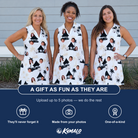 Friends in matching Women's Thatched Timewarp Custom Face V-Neck Dress — a group gift photo