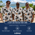 Friends in matching Men's Thatched Timewarp Custom Face Hawaiian Shirt — a group gift photo