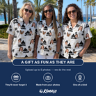 Friends in matching Women's Thatched Timewarp Custom Face Hawaiian Shirt — a group gift photo