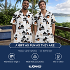 Friends in matching Men's Thatched Timewarp Custom Face Shirt & Shorts Set — a group gift photo