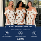 Friends in matching Women's Magma Mambo Custom Face Off-Shoulder Dress — a group gift photo
