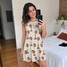 Real-life photo of someone wearing Women's Magma Mambo Custom Face Tank Dress — custom faces printed all-over
