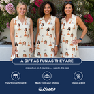 Friends in matching Women's Magma Mambo Custom Face V-Neck Dress — a group gift photo