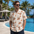 Real-life photo of someone wearing Men's Magma Mambo Custom Face Hawaiian Shirt — custom faces printed all-over