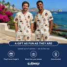 Friends in matching Men's Magma Mambo Custom Face Shirt & Shorts Set — a group gift photo