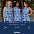 Friends in matching Women's Retro Riptide Custom Face V-Neck Dress — a group gift photo