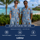 Friends in matching Men's Retro Riptide Custom Face Shirt & Shorts Set — a group gift photo