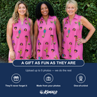 Friends in matching Women's Vintage Volcano Custom Face V-Neck Dress — a group gift photo