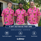 Friends in matching Men's Vintage Volcano Custom Face Polo Shirt — a group gift photo