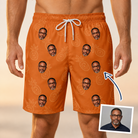 Man wearing Men's Pineapple Jukebox Custom Face Beach Shorts — custom faces printed all-over