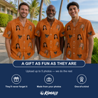Friends in matching Men's Pineapple Jukebox Custom Face Hawaiian Shirt — a group gift photo