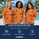 Friends in matching Women's Pineapple Jukebox Custom Face Hawaiian Shirt — a group gift photo