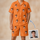 Man wearing Men's Pineapple Jukebox Custom Face Shirt & Shorts Set — custom faces printed all-over