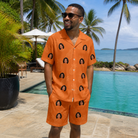 Real-life photo of someone wearing Men's Pineapple Jukebox Custom Face Shirt & Shorts Set — custom faces printed all-over