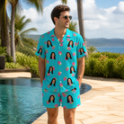 Real-life photo of someone wearing Men's Razzle Riot Custom Face Shirt & Shorts Set — custom faces printed all-over