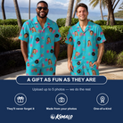 Friends in matching Men's Razzle Riot Custom Face Shirt & Shorts Set — a group gift photo