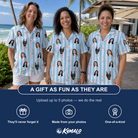 Friends in matching Women's Orchard Oddball Custom Face Hawaiian Shirt — a group gift photo