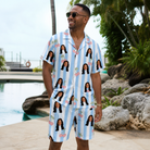 Real-life photo of someone wearing Men's Orchard Oddball Custom Face Shirt & Shorts Set — custom faces printed all-over
