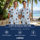 Friends in matching Men's Orchard Oddball Custom Face Shirt & Shorts Set — a group gift photo