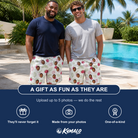 Friends in matching Men's Drupelet Dance Custom Face Beach Shorts — a group gift photo