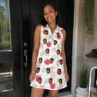 Real-life photo of someone wearing Women's Drupelet Dance Custom Face V-Neck Dress — custom faces printed all-over