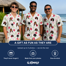 Friends in matching Men's Drupelet Dance Custom Face Hawaiian Shirt — a group gift photo
