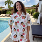Real-life photo of someone wearing Women's Drupelet Dance Custom Face Hawaiian Shirt — custom faces printed all-over