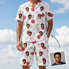 Man wearing Men's Drupelet Dance Custom Face Shirt & Shorts Set — custom faces printed all-over