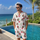 Real-life photo of someone wearing Men's Drupelet Dance Custom Face Shirt & Shorts Set — custom faces printed all-over