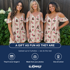 Friends in matching Women's Brambly Bounce Custom Face Off-Shoulder Dress — a group gift photo