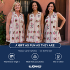 Friends in matching Women's Brambly Bounce Custom Face V-Neck Dress — a group gift photo